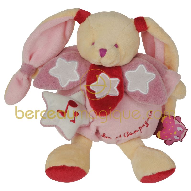 Doudou musical phosphorescent ''Chouette ça brille'' rose (25cm) Doudou et Compagnie