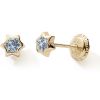 Boucles d'oreilles à vis Etoile bleu clair (or jaune 9 carats) - Baby bijoux