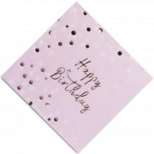 Serviettes en papier Rose gold Happy birthday (16 pièces)  par Arty Fêtes Factory