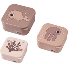 Lot de 3 boîtes à goûter Sea Friends rose - Done by Deer