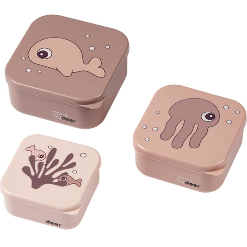 Lot de 3 boîtes à goûter Sea Friends rose Done by Deer Produit 1 grande taille