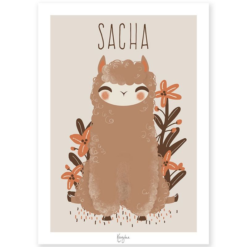 Affiche A4 Les Animignons Le lama (personnalisable) Kanzilue