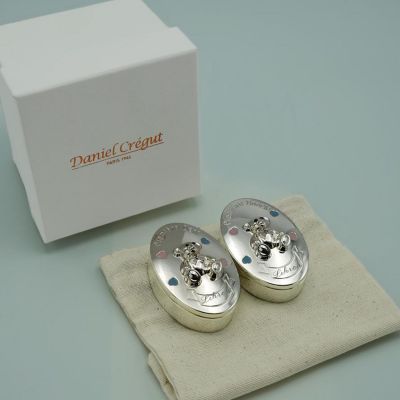 Boîtes première dent et première boucle de cheveux personnalisables (métal argenté)