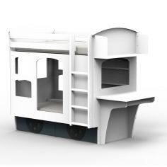 Lit superposé wagon coloris au choix (90 x 190 cm)