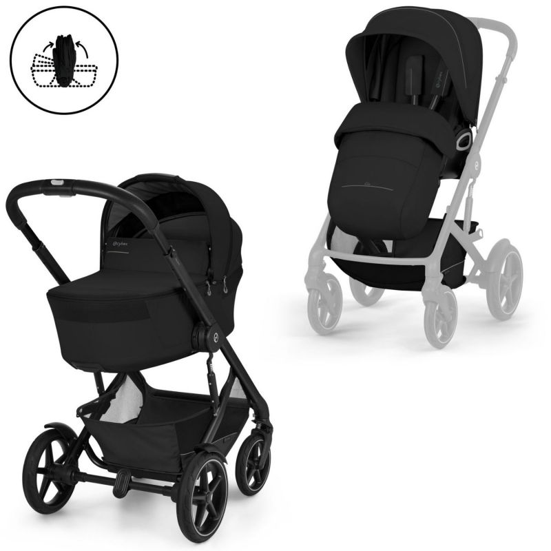 Poussette tout-terrain Talos S 2026 avec nacelle pliable Moon Black Cybex Produit 1