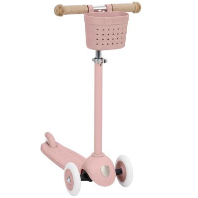 Trottinette ECO Dusty Rose avec panier Pin & Ride Banwood
