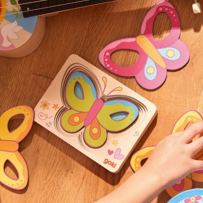 Puzzle en bois Papillons (5 pièces et 5 couches)