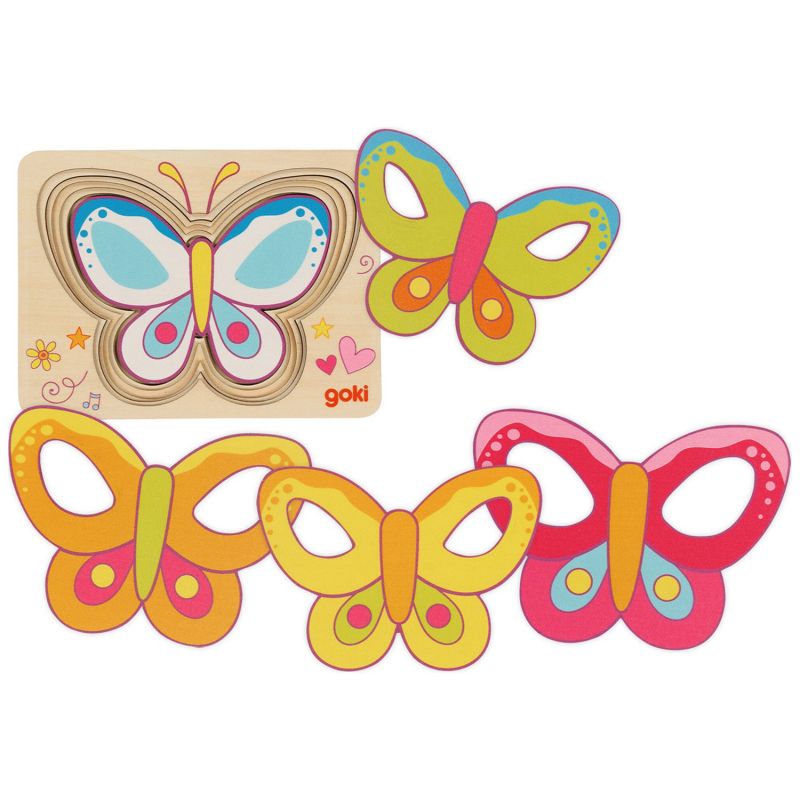 Puzzle en bois Papillons (5 pièces et 5 couches) Goki Produit 3