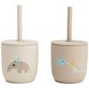 Lot de 2 gobelets à paille en silicone Celebration Sable Done by Deer Produit 3