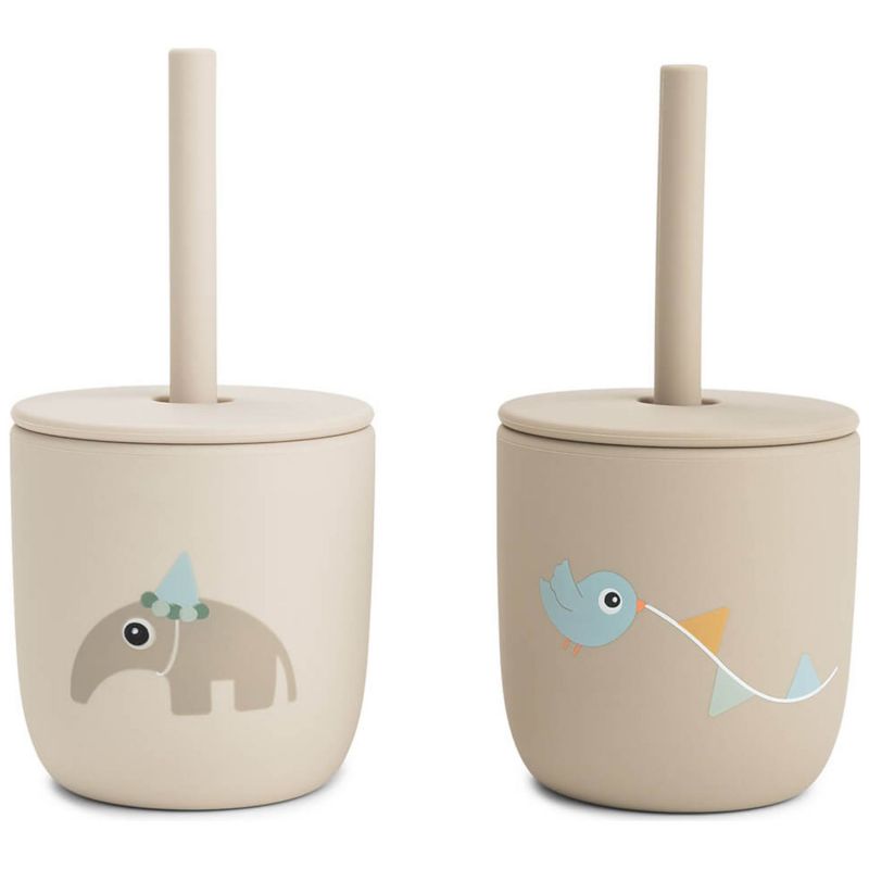 Lot de 2 gobelets à paille en silicone Celebration Sable Done by Deer Produit 3