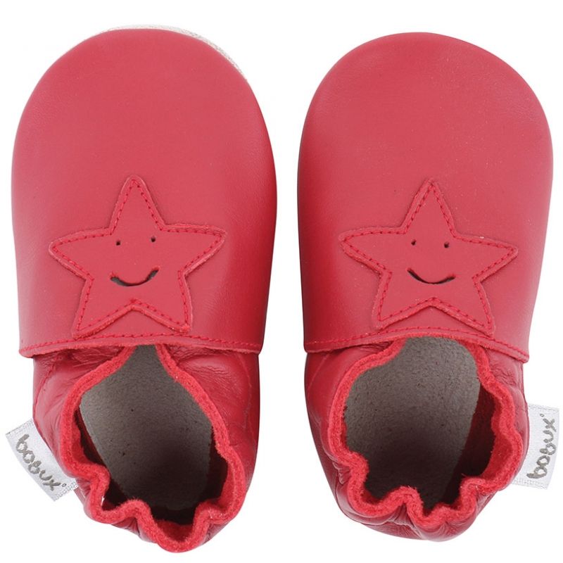 Chaussons en cuir Soft soles red smiling star (3-9 mois) Bobux