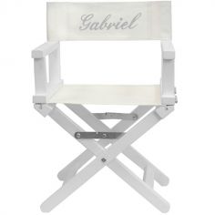 Fauteuil metteur en scène gris pieds blancs (personnalisable) - ANVIE