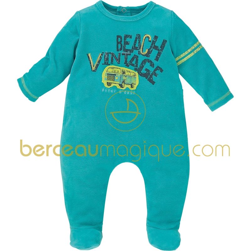 Pyjama velours Un monde de couleurs (1 mois au 24 mois) Sucre d'orge
