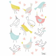 Stickers A3 oiseaux Sweet Bunnies by Flora Waycott (29,7 x 42 cm)  par Lilipinso