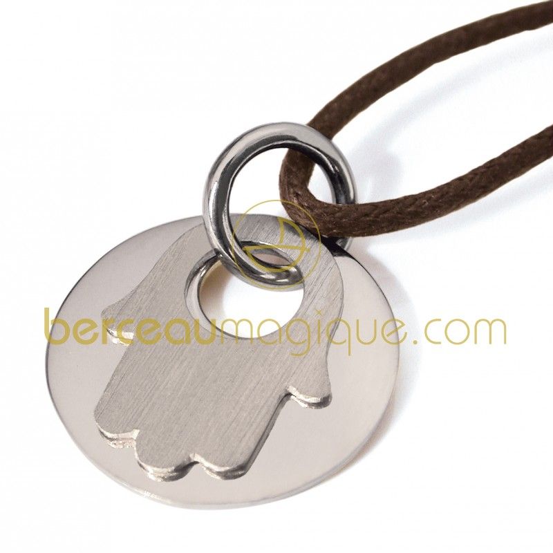 Pendentif Believe Main de Fatma (Or blanc) Mikado