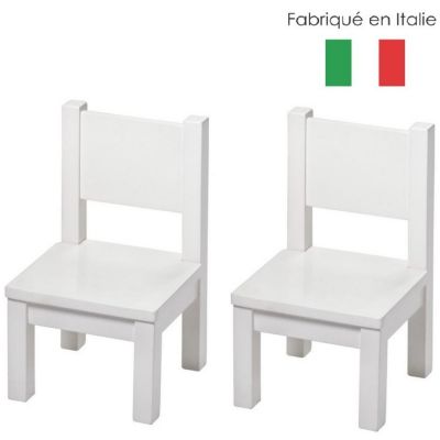 Lot de 2 chaises en bois blanches (1-4 ans) Pioupiou et Merveilles