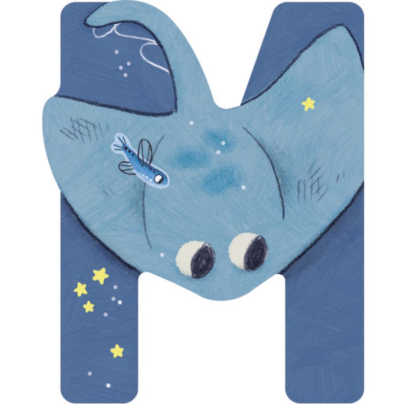 Lettre M en bois Raie bleue Moulin Roty
