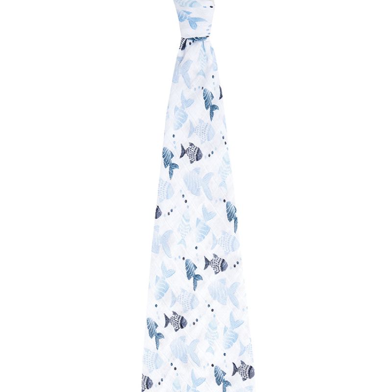 Maxi lange en mousseline de coton Gone fishing (120 x 120 cm) aden + anais