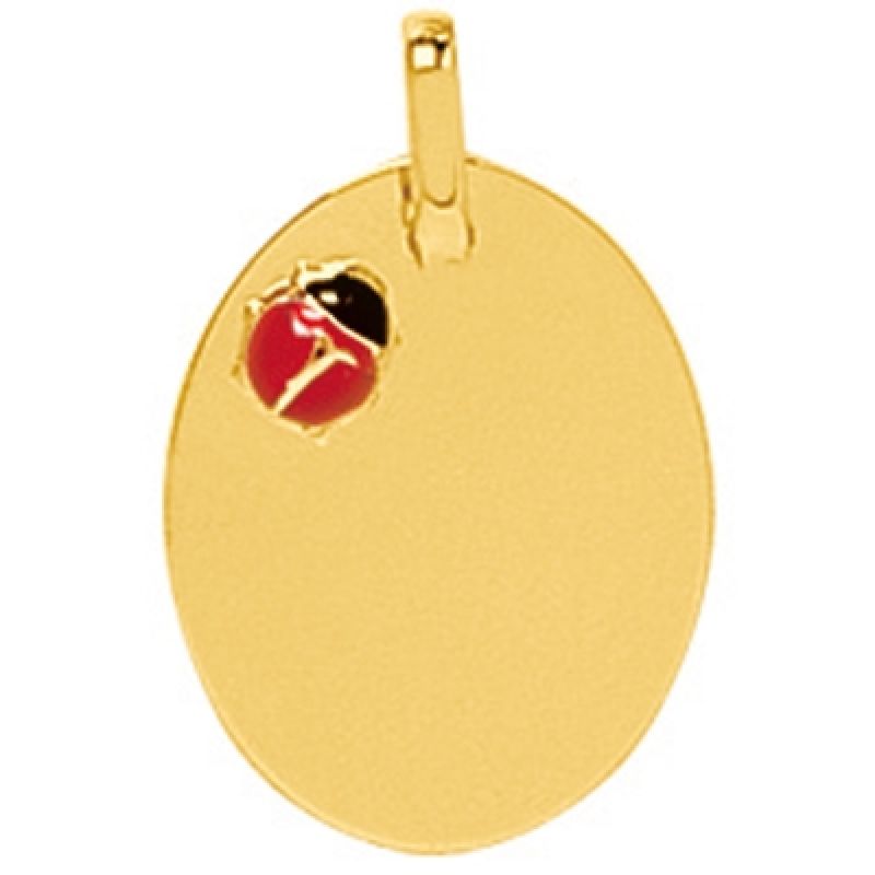 Plaque coccinelle laquée (or jaune 750°) Berceau magique bijoux