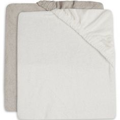Lot de 2 housses de matelas à langer éponge Ivory-Nougat (50 x 70 cm) - Jollein