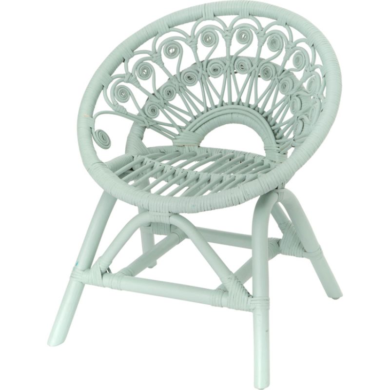 Fauteuil en rotin pour enfant Paon ciel Amadeus Les Petits