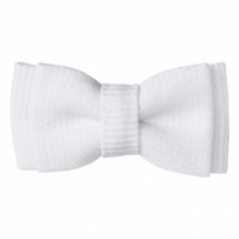 Barrette Classique petit noeud double coton piqué blanc  par Luciole et petit pois