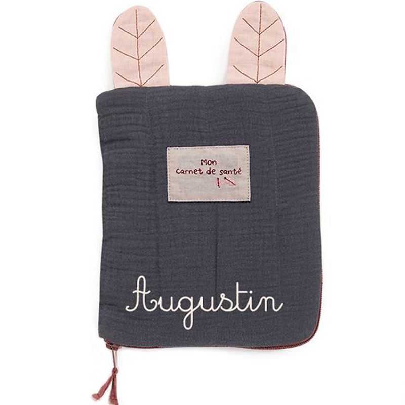 Protège carnet de santé gris Après la pluie (personnalisable) Moulin Roty