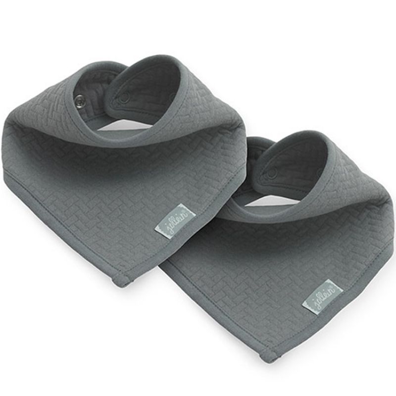 Lot de 2 bavoirs bandana Brick velvet storm gris Jollein