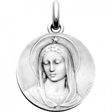 Médaille Vierge Maris Stella (ronde)  (or blanc 750°)  par Becker