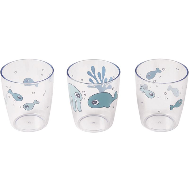 Lot de 3 gobelets Yummy Sea Friends bleu (120 ml) Done by Deer
