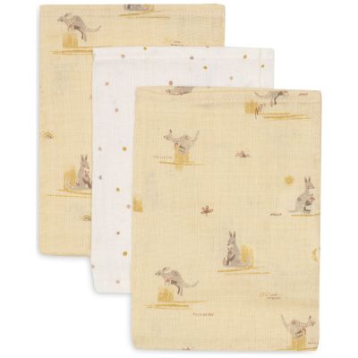 Lot de 3 gants de toilette Kangaroots Jollein