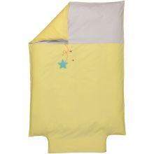 Housse de couette bébé en coton bio Pluie d'étoiles jaune clair (100 x 140 cm)  par P'tit Basile
