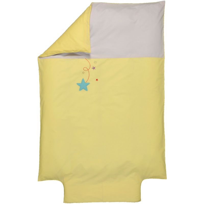 Housse de couette bébé en coton bio Pluie d'étoiles jaune clair (100 x 140 cm) P'tit Basile