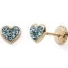 Boucles d'oreilles Coeur bleu (or jaune 375°) - Baby bijoux