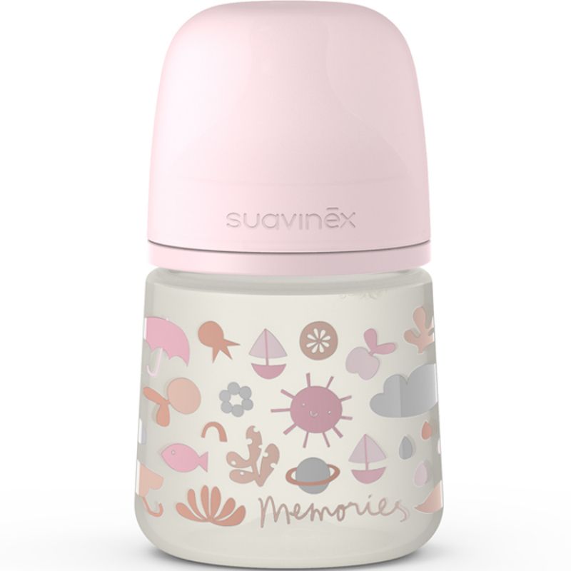 Biberon avec tétine symétrique SX PRO S Memories rose (150 ml) Suavinex