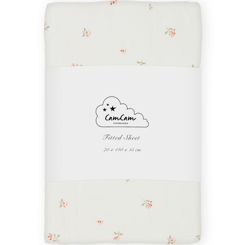 Drap housse en coton bio Poppies Coquelicot (70 x 140 cm) Cam Cam Copenhagen