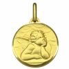 Médaille ronde Ange de Raphaël 14 mm (or jaune 750°)  par Premiers Bijoux
