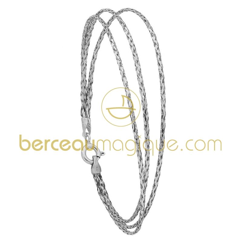 Bracelet 3 rangs maille oméga diamantée (or blanc 750°) Berceau magique bijoux