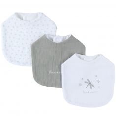 Set 3 bavoirs mousseline Smart flowers - Noukie's