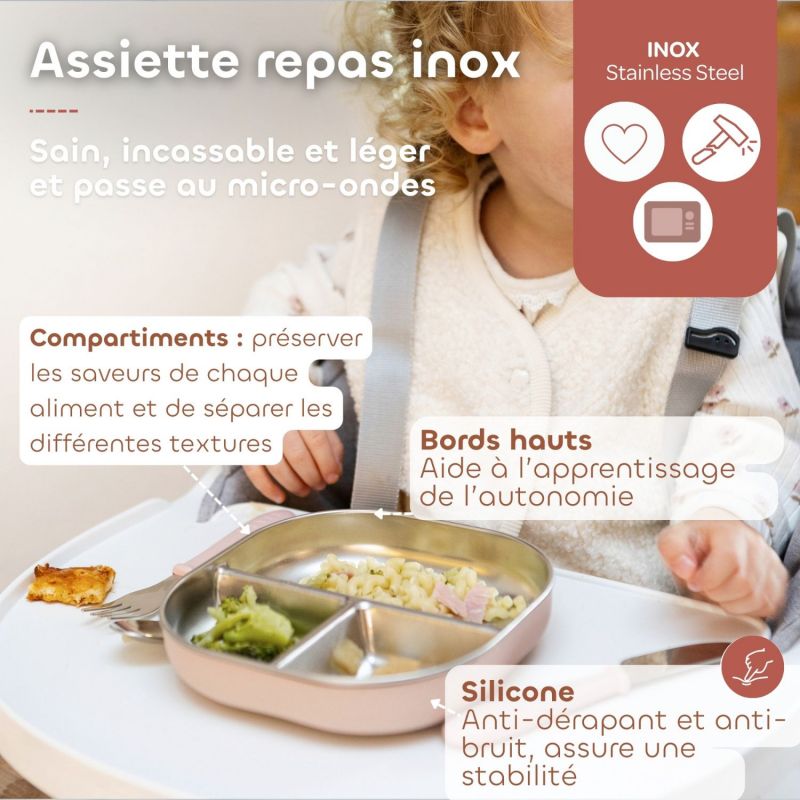 Assiette compartimentée inox Barbe à papa Béaba Ambiance 7