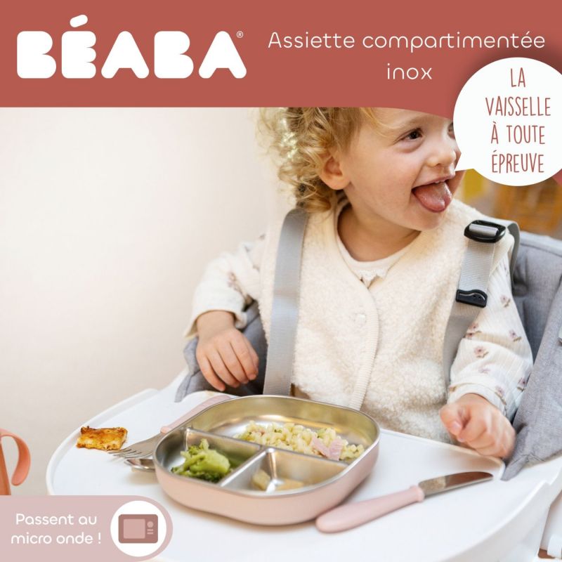 Assiette compartimentée inox Barbe à papa Béaba Ambiance 8