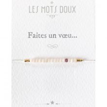 Bracelet Faites un voeu rose irisé (perles en pâte de verre)  par Les Mots Doux