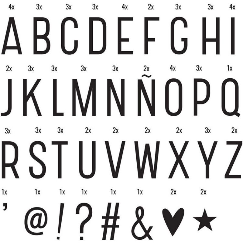 Assortiment de lettres noires pour lightbox A Little Lovely Company