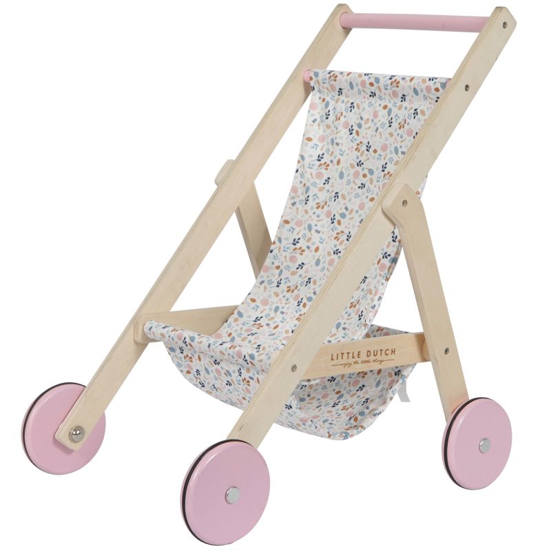 Poussette en bois pour poupée Spring flowers Little Dutch