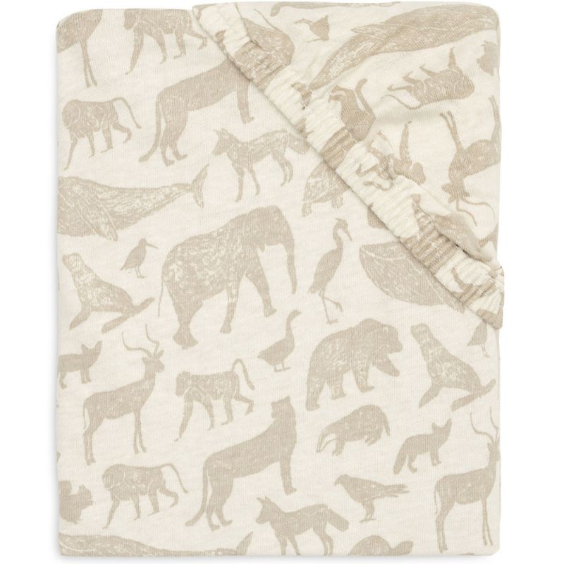 Drap housse en jersey Animals Nougat (70 x 140 cm) Jollein