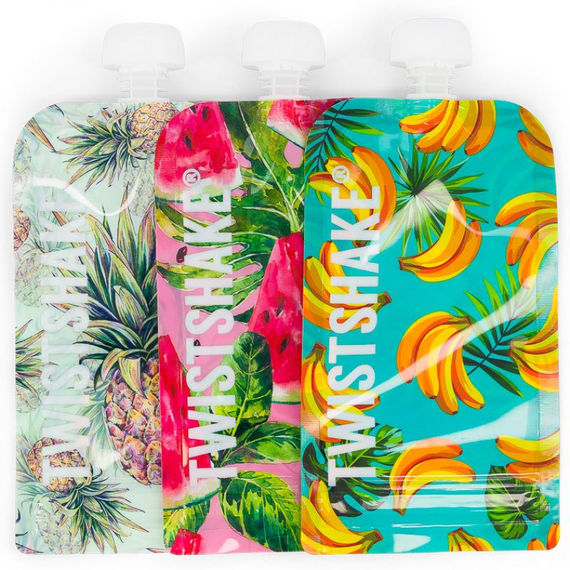 Lot de 3 gourdes réutilisable Squeeze bag fruit (220 ml) Twistshake