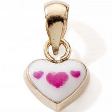 Pendentif Coeur blanc et rose (or jaune 375°)  par Baby bijoux