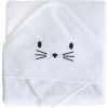 Cape de bain + gant chat blanc (75 x 75 cm) - Domiva
