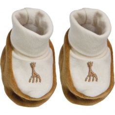 Chaussons en velours camel Sophie la girafe (0-1 mois) - Trois Kilos Sept