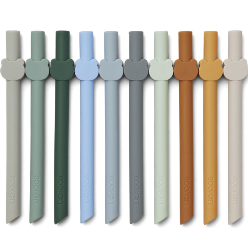Lot de 10 pailles réutilisables Badu blue wave multi mix Liewood